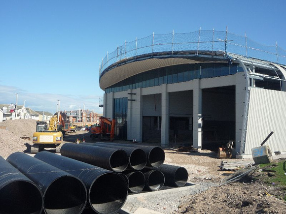 The new tram depot under construction at Starr Gate
