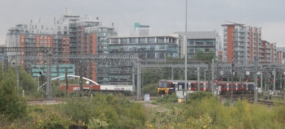 An unidentified Class 333 approaching Engine Shed Junction, Leeds