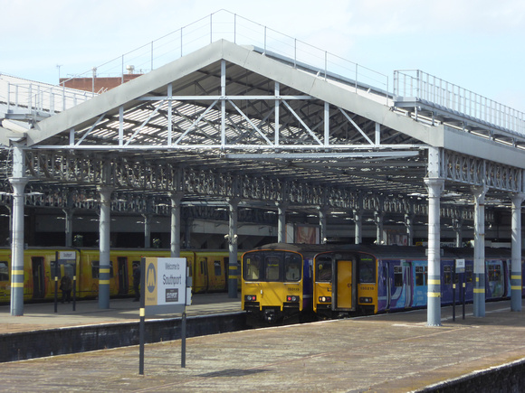 150119 and 150218 at Southport