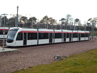 tram line up at Gogar Depot