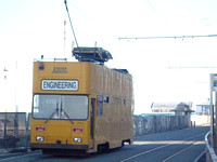 Engineering tram 754 passes Foxhall